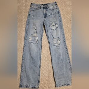 Aeropostale Light Blue Distressed High Rise Baggy Jeans